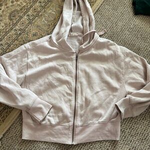 Hippie Rose | Light Pink Zip-Up Hoodie Jacket for Women | Size L